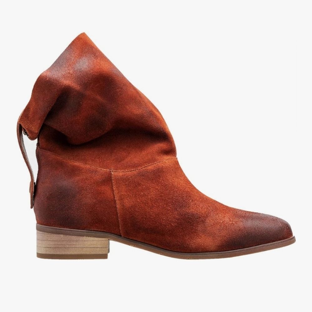 Antelope Cari X34 Rust Tobacco Suede Pull On Heeled Ankle Boot NWOT EU 40 - Picture 3 of 12